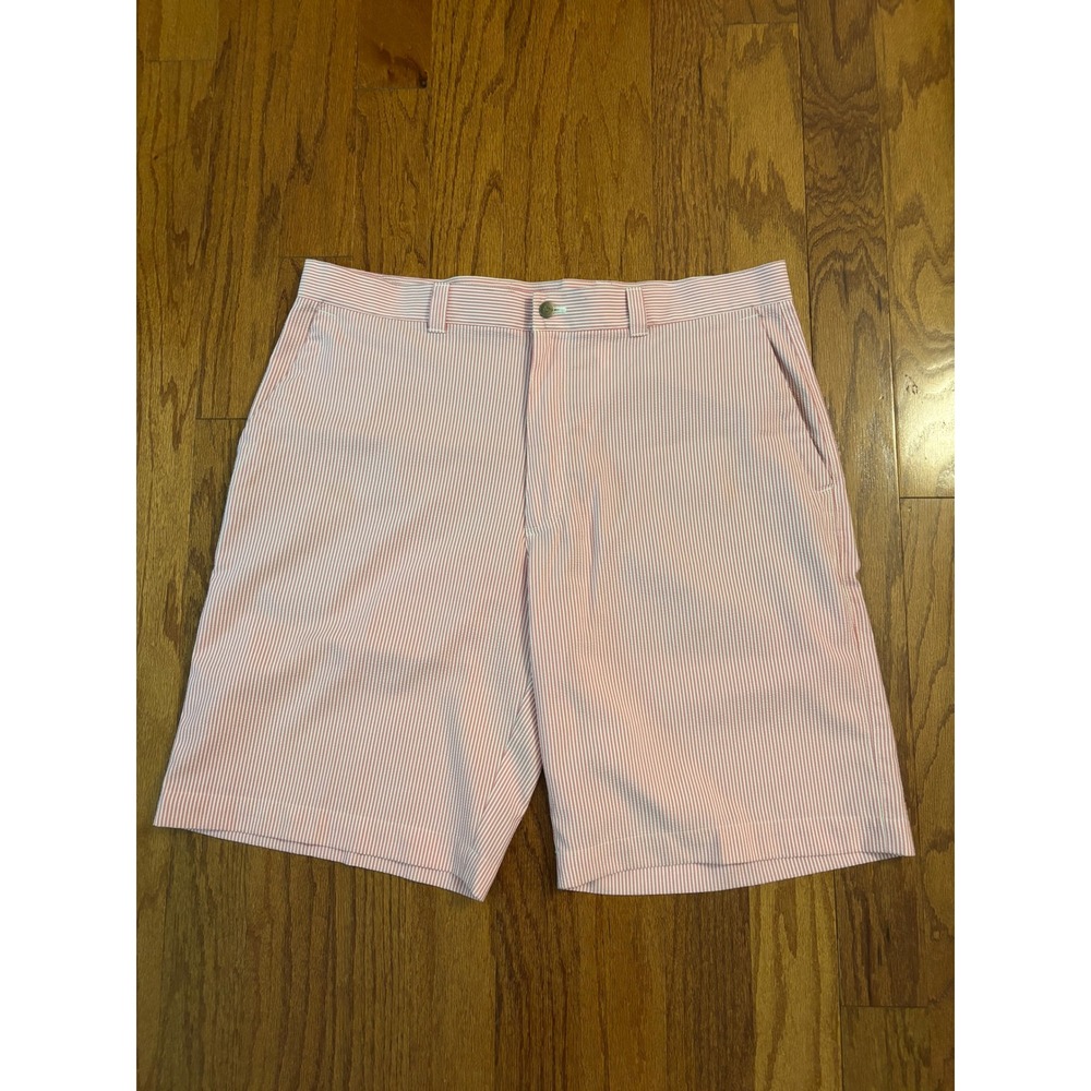 Callaway Pink and White Striped Sear Sucker Shorts Size 38 - Picture 1 of 11